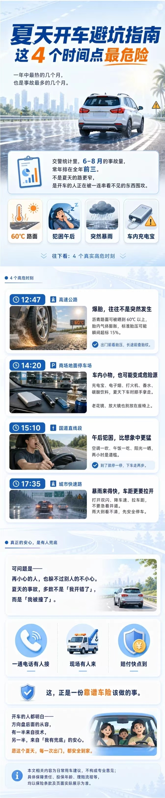 夏天开车避坑指南，这 4 个时间点最危险——中华联合财险安庆中心支公司