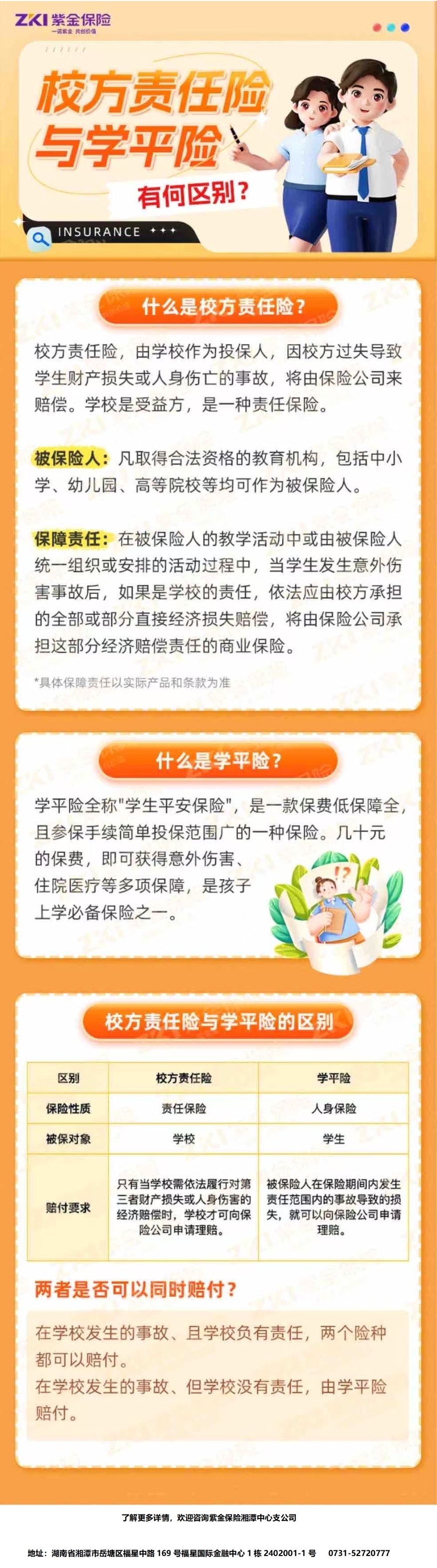 校方责任险与学平险——紫金财险湘潭中心支公司