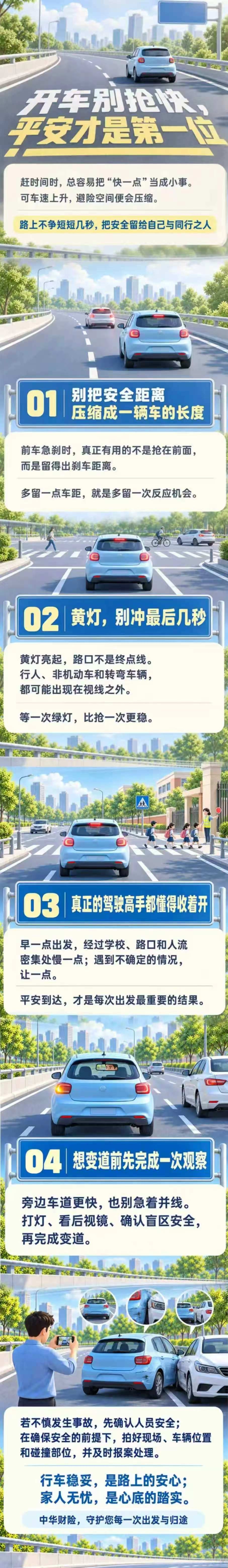 开车别抢快，平安才是第一位——中华联合财险安庆中心支公司